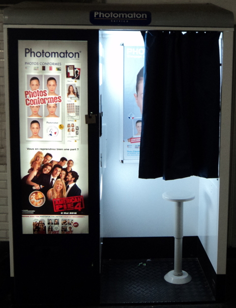 Exterior of Photomaton booth at Place des Fêtes metro station